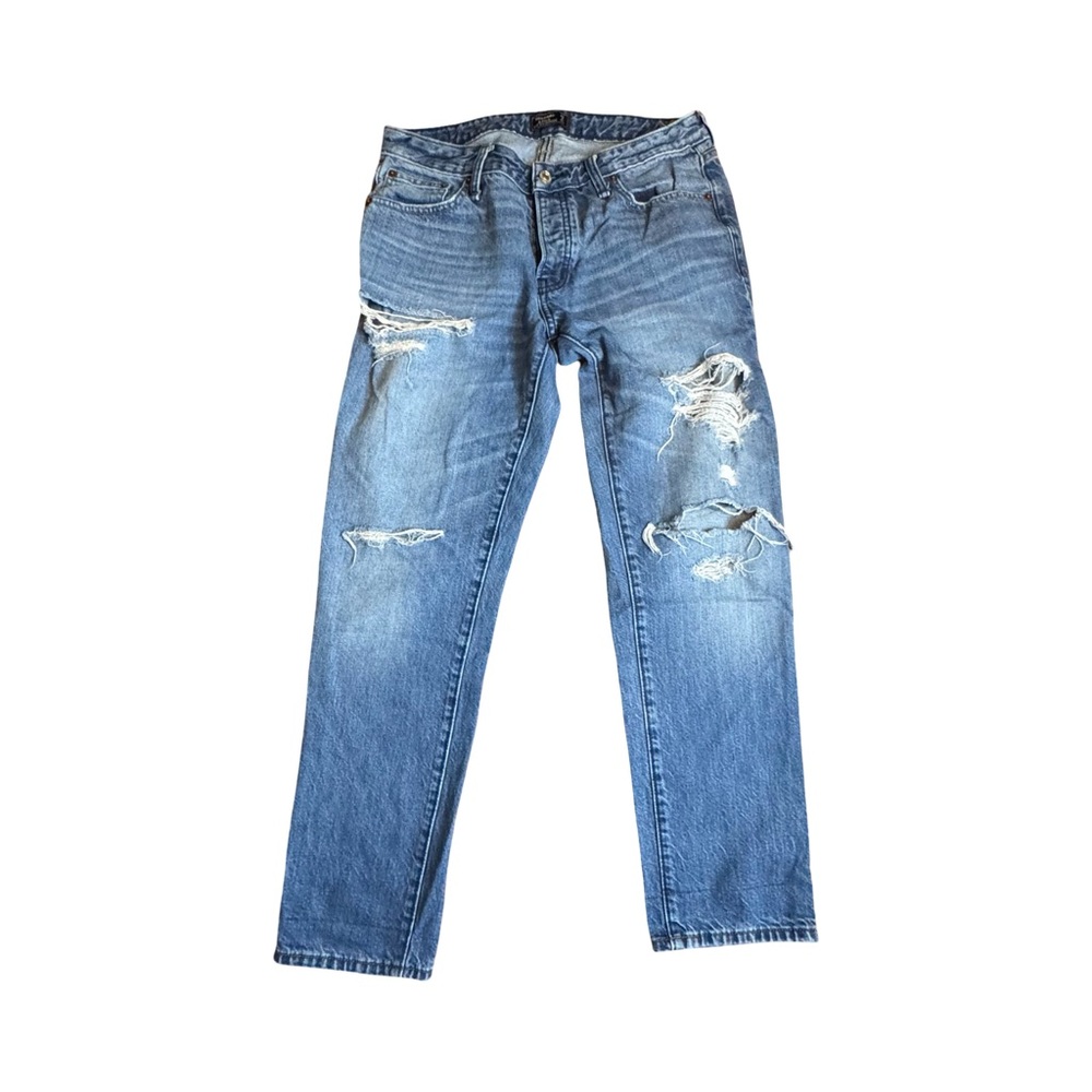 Abercrombie & Fitch Ripped Blue Ankle Jeans